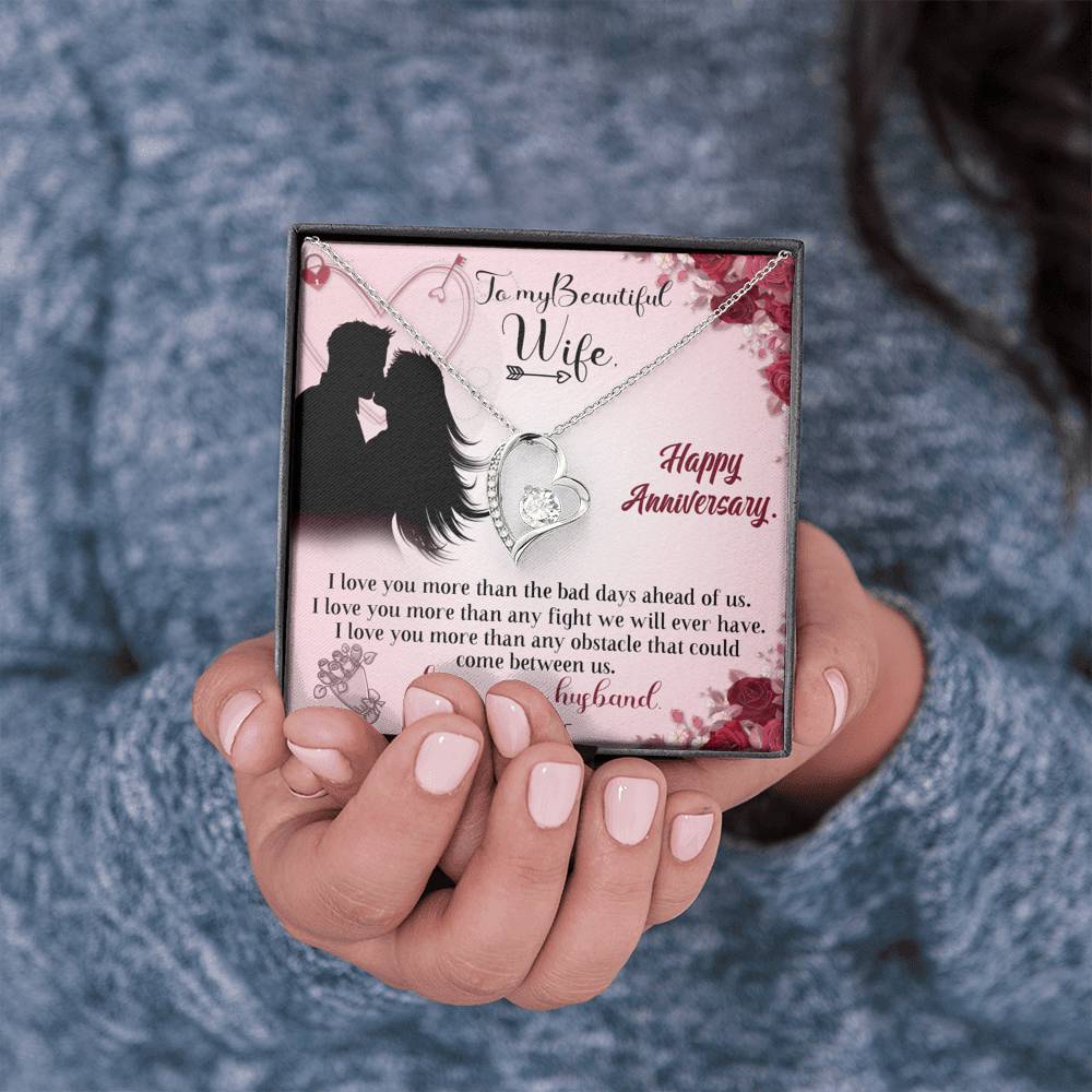 TO MY BEAUTIFUL WIFE "ANY FIGHT" FOREVER LOVE NECKLACE ANNIVERSARY GIFT SET - ON CLOUD NINE GIFTS