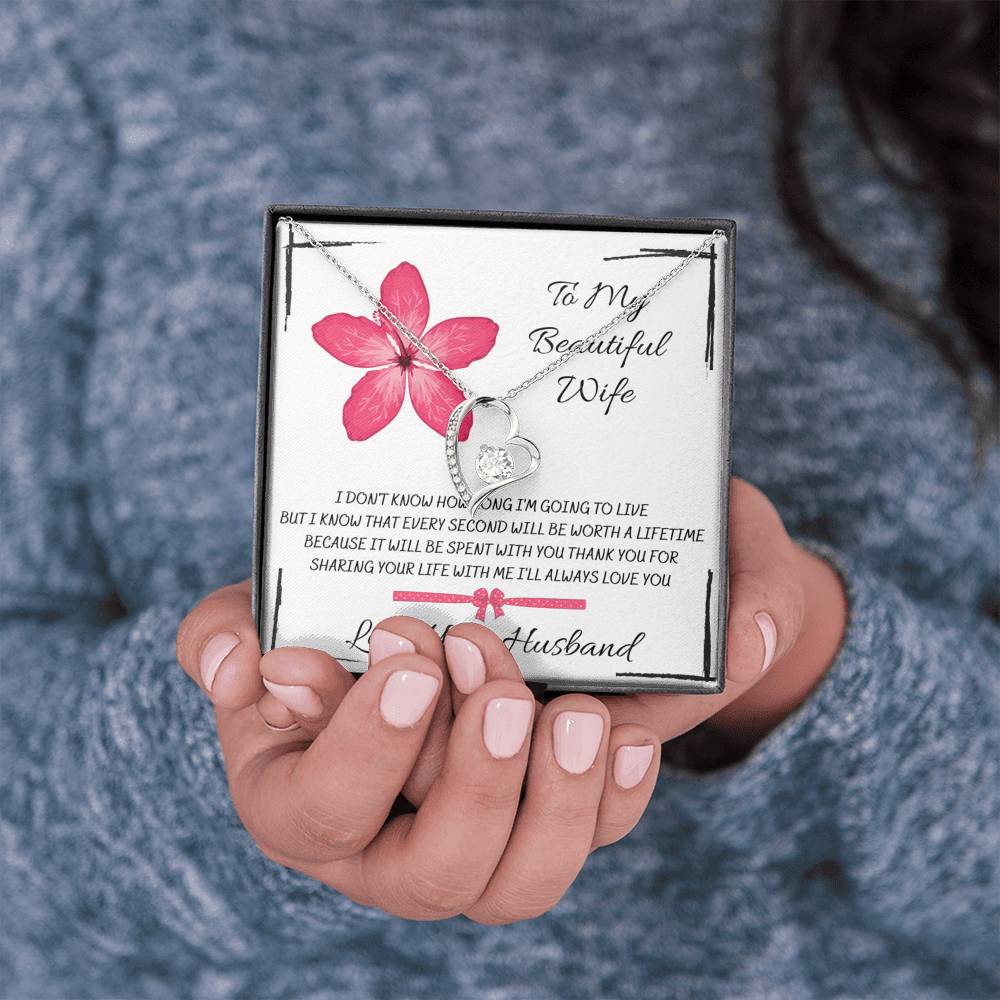 TO MY BEAUTIFUL WIFE "EVERY SECOND" FOREVER LOVE NECKLACE GIFT SET - ON CLOUD NINE GIFTS