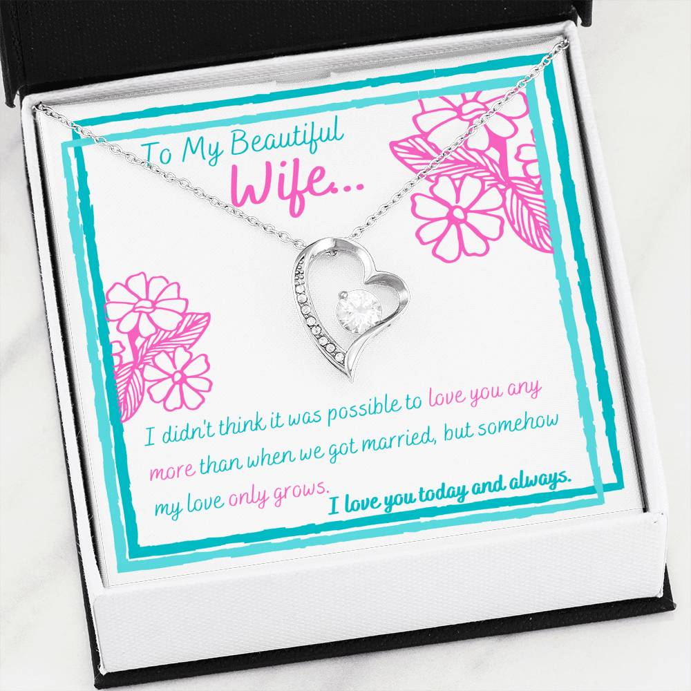TO MY BEAUTIFUL WIFE HEART PENDANT NECKLACE - ON CLOUD NINE GIFTS