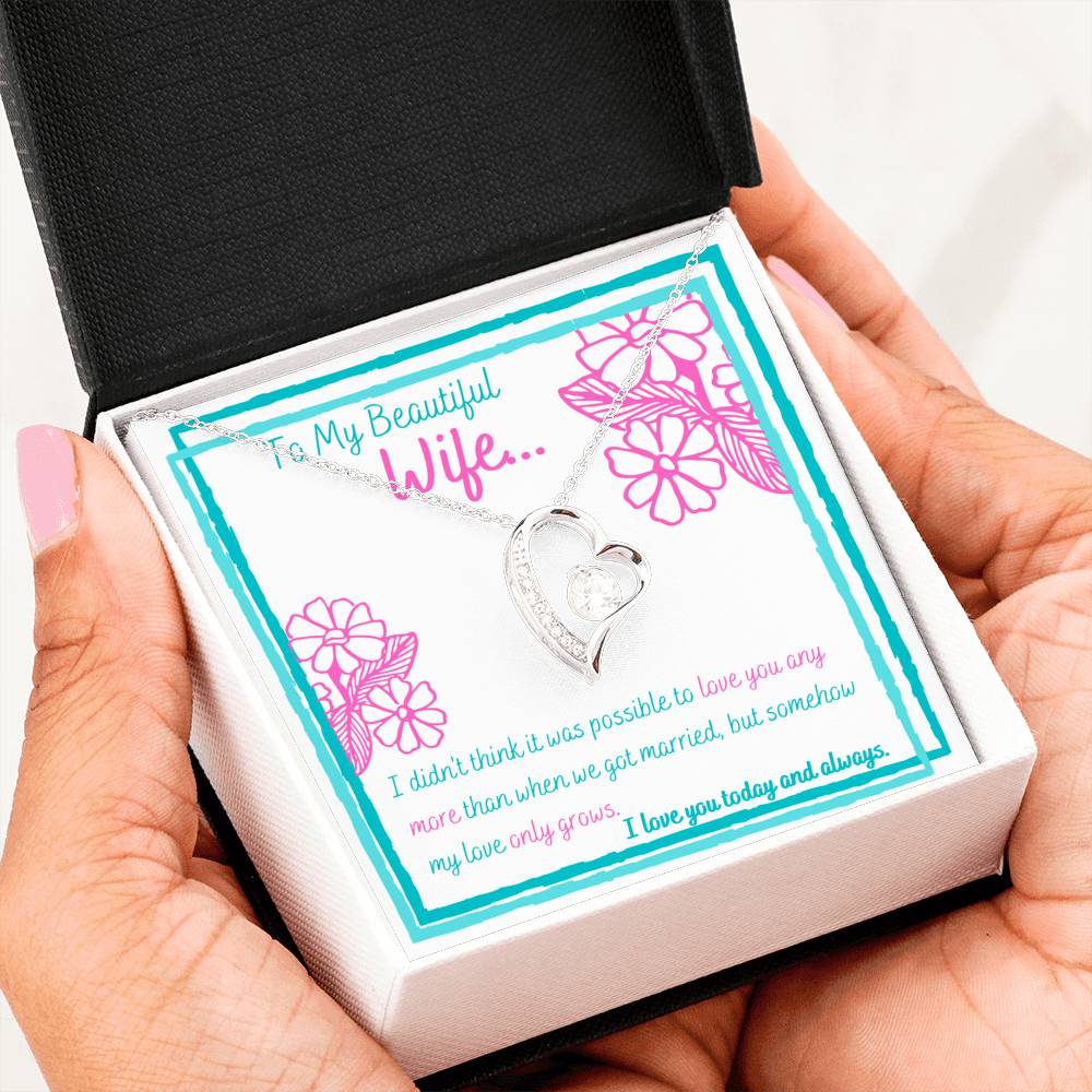 TO MY BEAUTIFUL WIFE HEART PENDANT NECKLACE - ON CLOUD NINE GIFTS