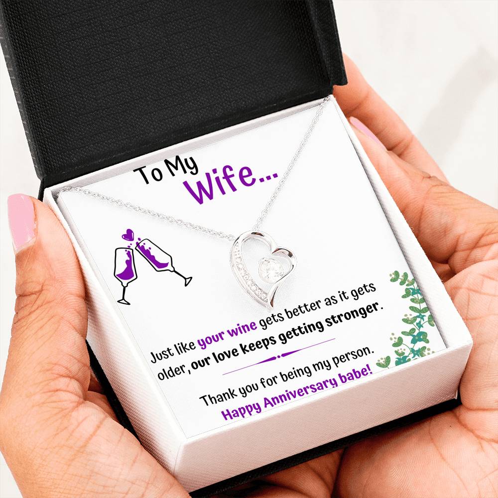 TO MY WIFE, JUST LIKE YOUR WINE HEART PENDANT NECKLACE | MESSAGE CARD | GIFT BOX - ON CLOUD NINE GIFTS