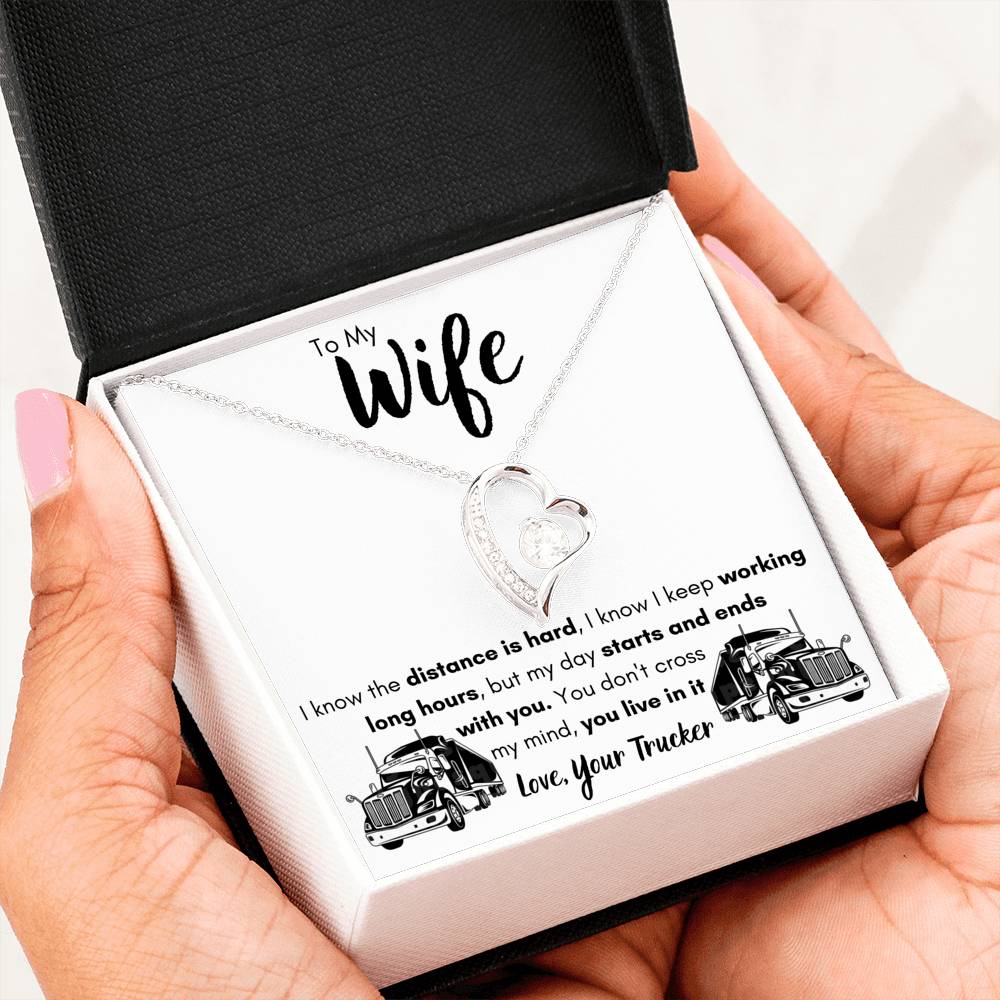 TO MY WIFE "LOVE, YOUR TRUCKER" HEART NECKLACE GIFT SET - ON CLOUD NINE GIFTS