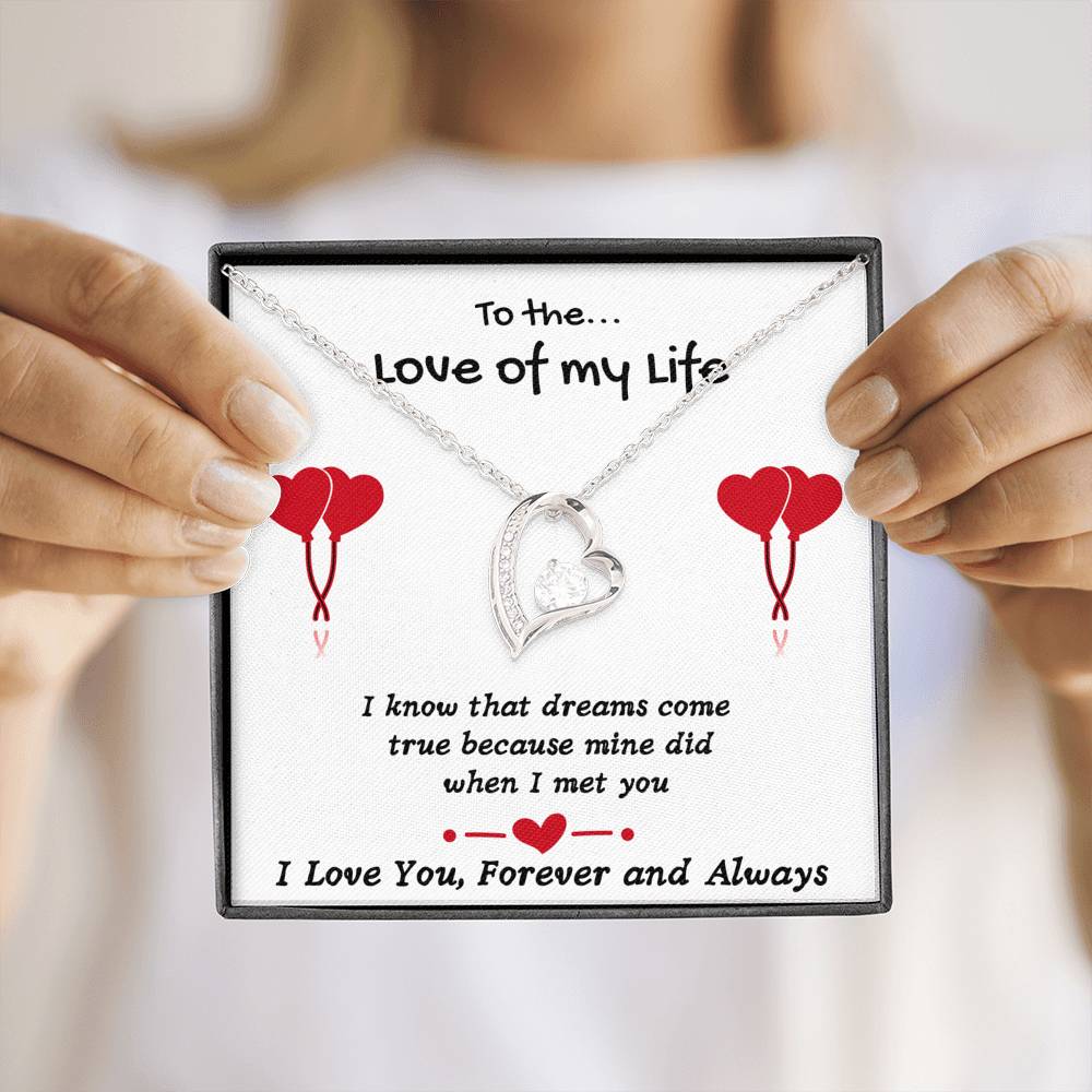 TO THE LOVE OF MY LIFE HEART NECKLACE | MESSAGE CARD | FREE GIFT BOX - ON CLOUD NINE GIFTS