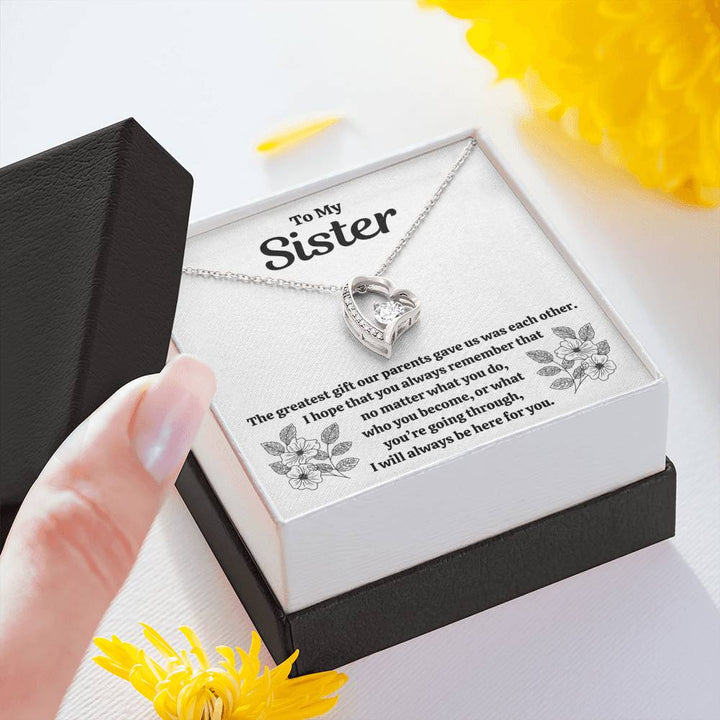TO MY SISTER "OUR PARENTS" FOREVER LOVE NECKLACE GIFT SET - ON CLOUD NINE GIFTS