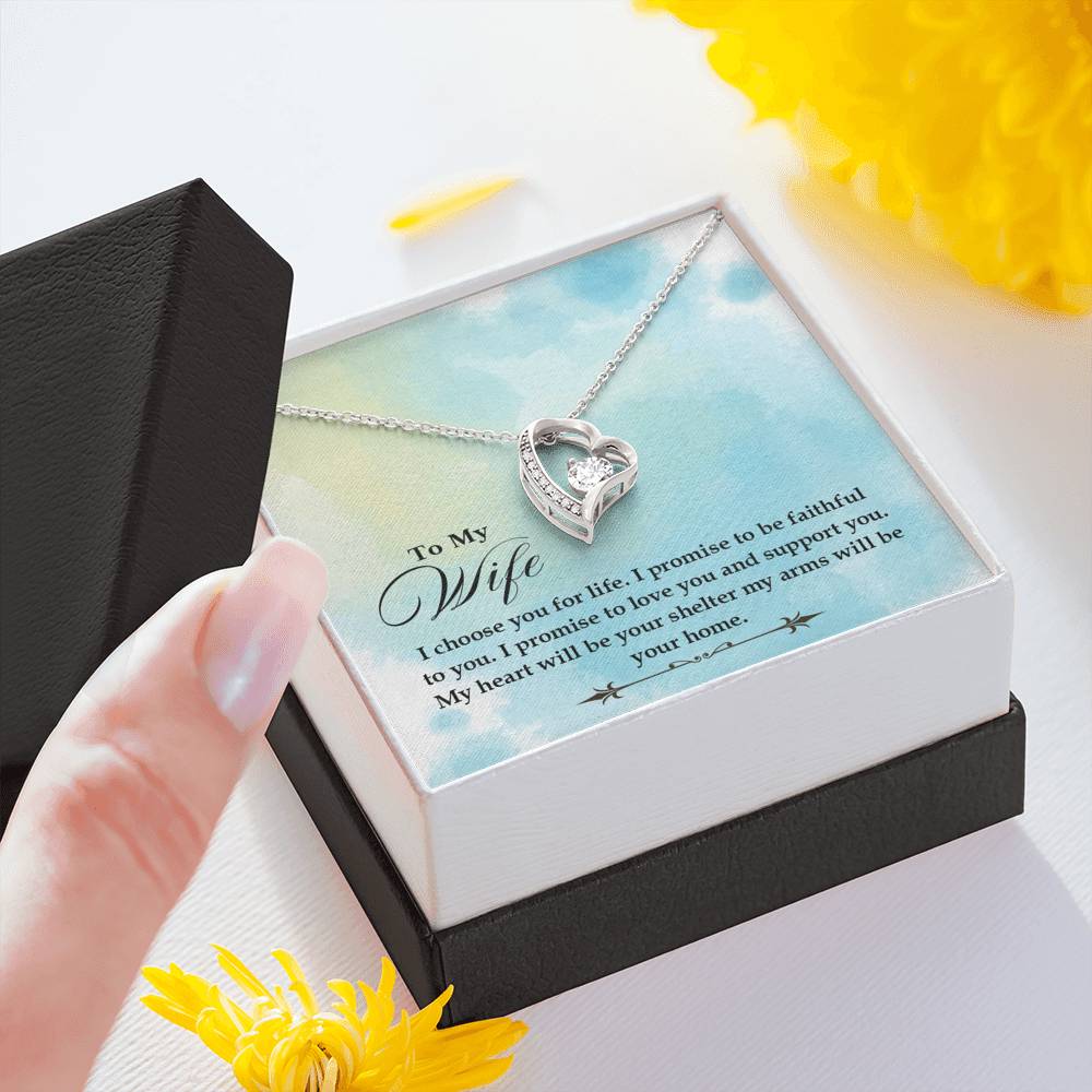 TO MY WIFE "SHELTER- SO" FOREVER LOVE HEART NECKLACE GIFT SET - ON CLOUD NINE GIFTS