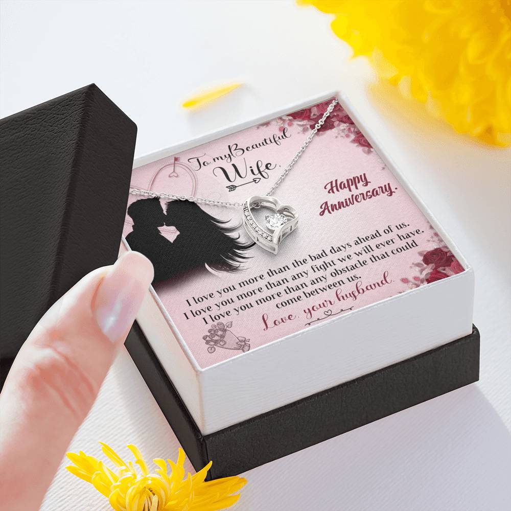 TO MY BEAUTIFUL WIFE "ANY FIGHT" FOREVER LOVE NECKLACE ANNIVERSARY GIFT SET - ON CLOUD NINE GIFTS