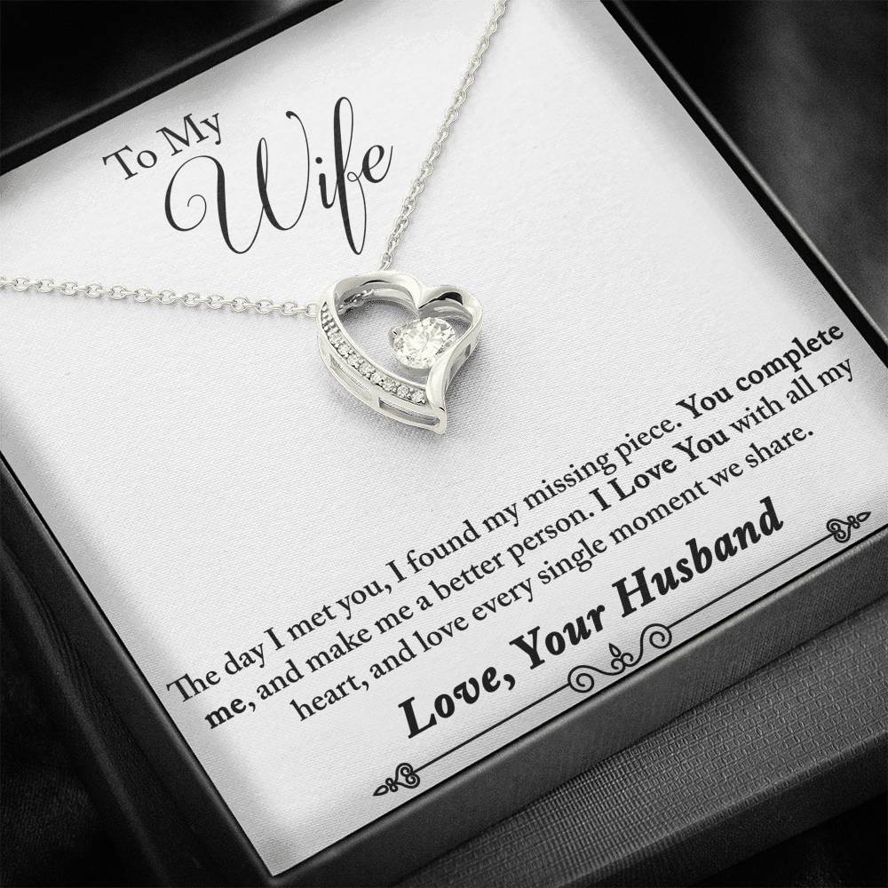 TO MY WIFE "MISSING PIECE - SO" FOREVER LOVE NECKLACE GIFT SET - ON CLOUD NINE GIFTS