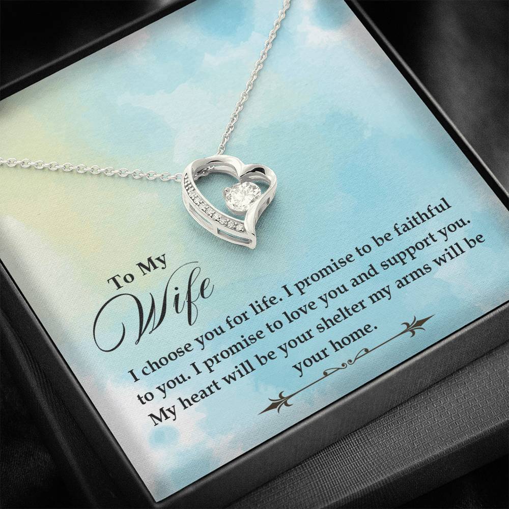 TO MY WIFE "SHELTER- SO" FOREVER LOVE HEART NECKLACE GIFT SET - ON CLOUD NINE GIFTS