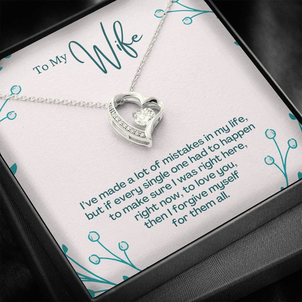 TO MY WIFE "MISTAKES - SO" FOREVER LOVE HEART NECKLACE GIFT SET - ON CLOUD NINE GIFTS
