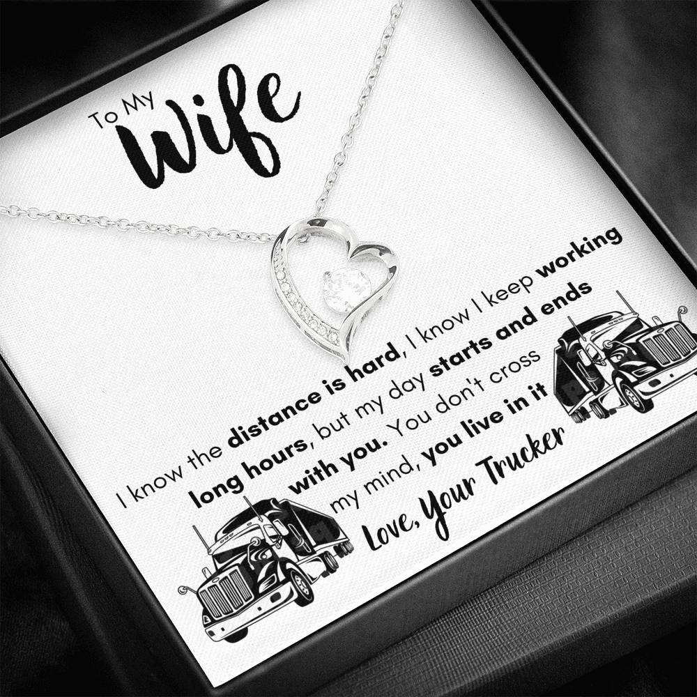 TO MY WIFE "LOVE, YOUR TRUCKER" HEART NECKLACE GIFT SET - ON CLOUD NINE GIFTS