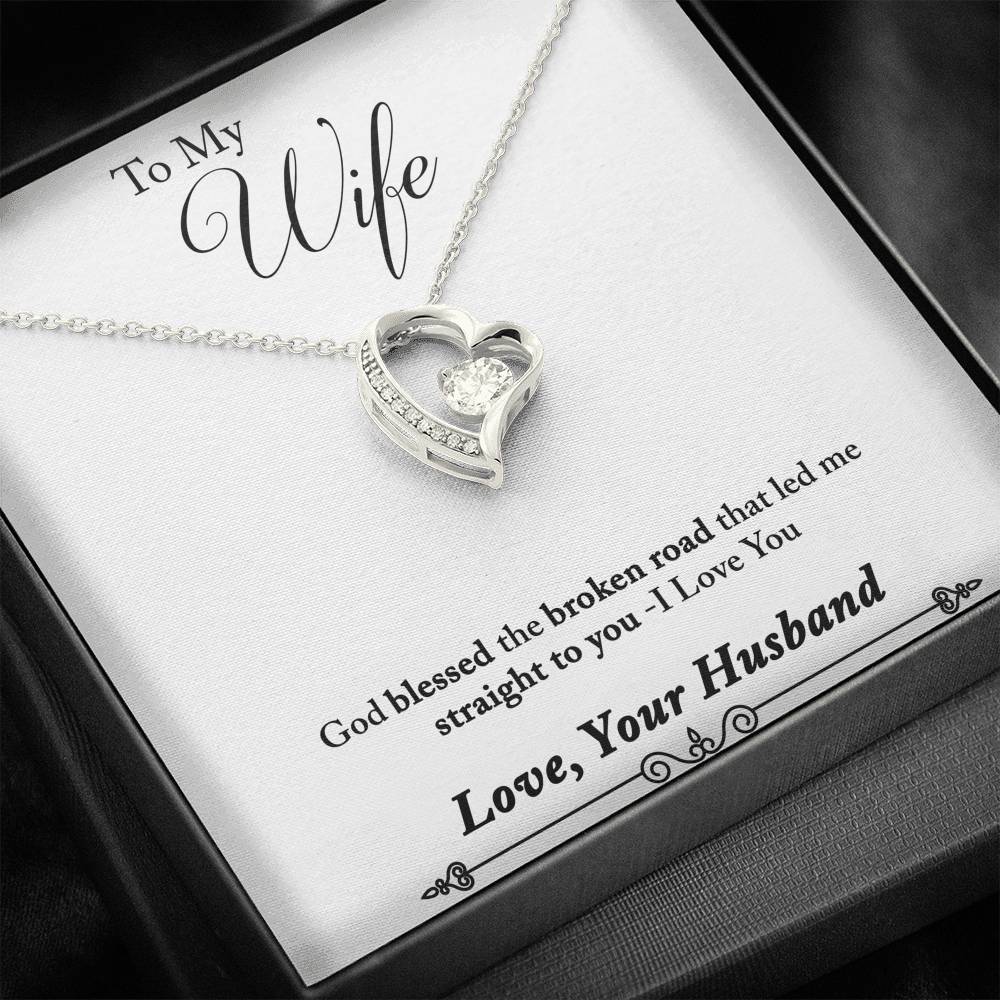 TO MY WIFE "BROKEN ROAD - SO" FOREVER LOVE NECKLACE GIFT SET - ON CLOUD NINE GIFTS
