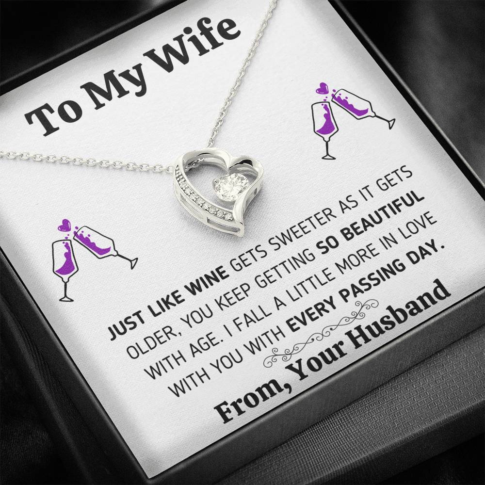 TO MY WIFE "JUST LIKE WINE" FOREVER LOVE NECKLACE GIFT SET - ON CLOUD NINE GIFTS
