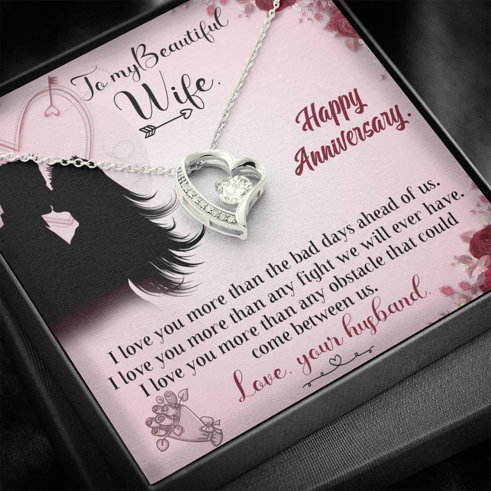 TO MY BEAUTIFUL WIFE "ANY FIGHT" FOREVER LOVE NECKLACE ANNIVERSARY GIFT SET - ON CLOUD NINE GIFTS