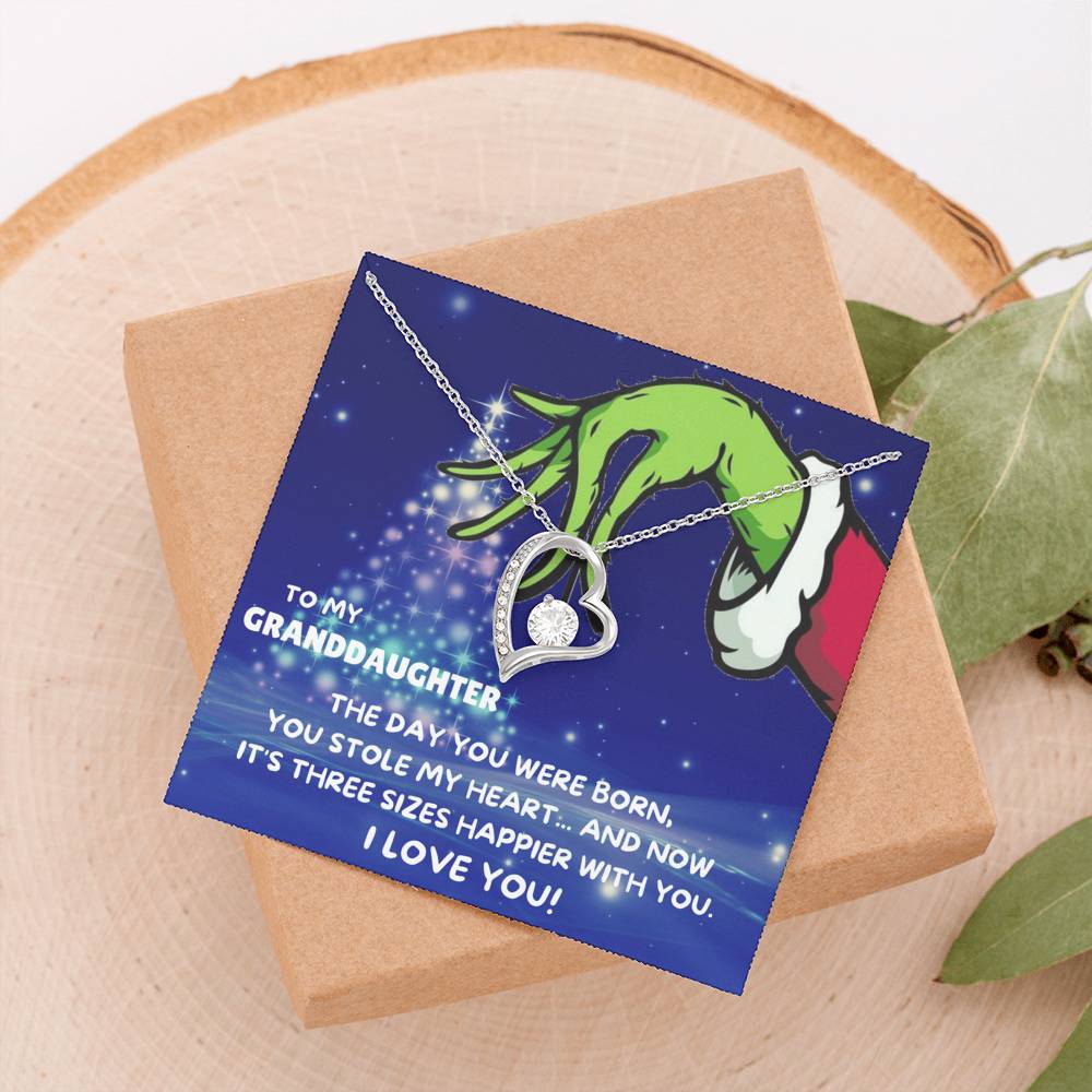 TO MY GRANDDAUGHTER THREE SIZES HAPPIER FOREVER LOVE NECKLACE GIFT SET - ON CLOUD NINE GIFTS