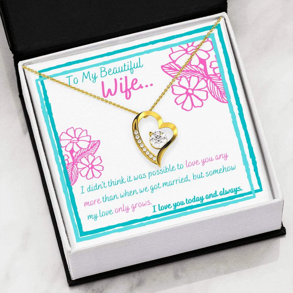 TO MY BEAUTIFUL WIFE HEART PENDANT NECKLACE - ON CLOUD NINE GIFTS