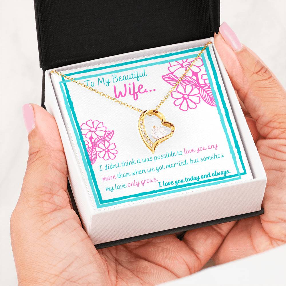 TO MY BEAUTIFUL WIFE HEART PENDANT NECKLACE - ON CLOUD NINE GIFTS