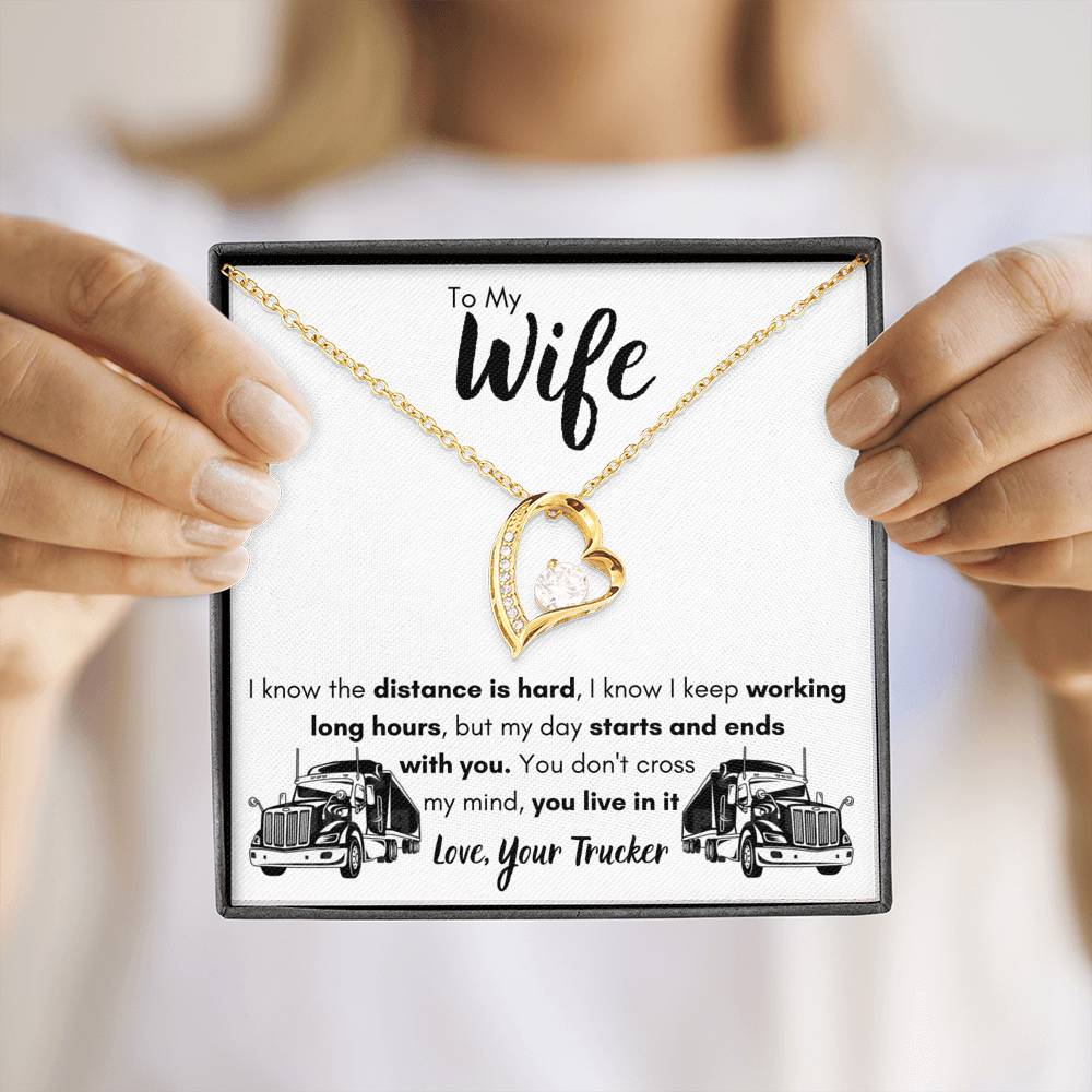 TO MY WIFE "LOVE, YOUR TRUCKER" HEART NECKLACE GIFT SET - ON CLOUD NINE GIFTS