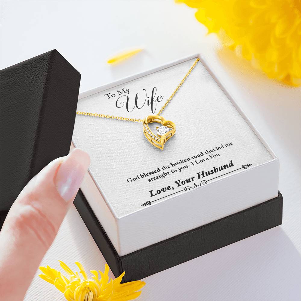TO MY WIFE "BROKEN ROAD - SO" FOREVER LOVE NECKLACE GIFT SET - ON CLOUD NINE GIFTS