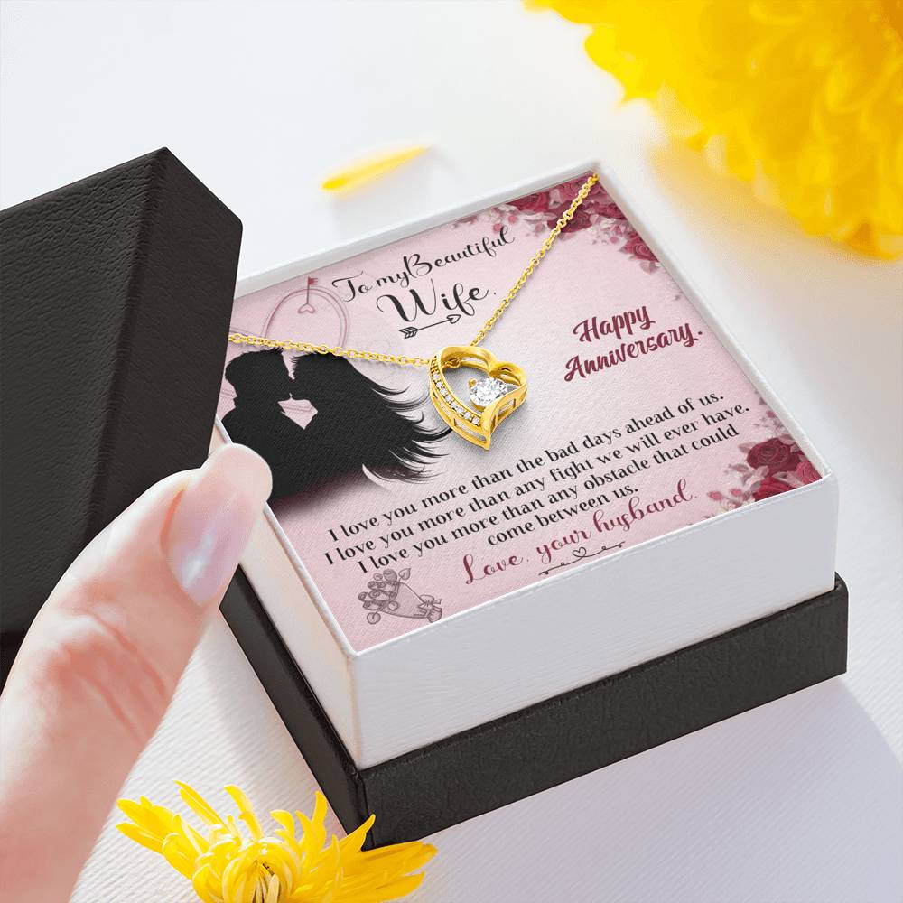 TO MY BEAUTIFUL WIFE "ANY FIGHT" FOREVER LOVE NECKLACE ANNIVERSARY GIFT SET - ON CLOUD NINE GIFTS