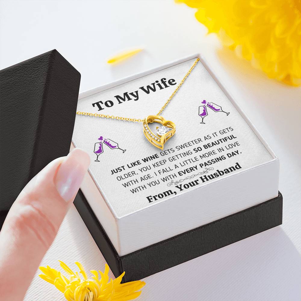 TO MY WIFE "JUST LIKE WINE" FOREVER LOVE NECKLACE GIFT SET - ON CLOUD NINE GIFTS