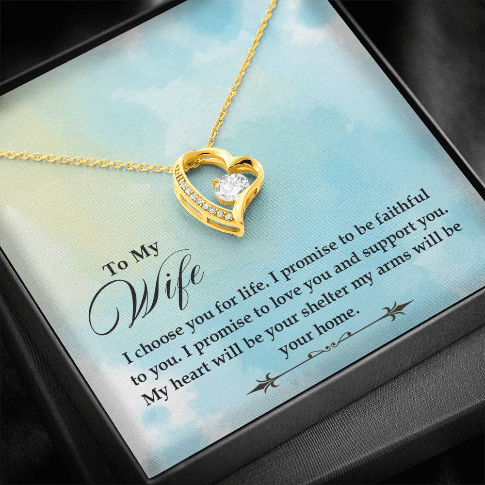 TO MY WIFE "SHELTER- SO" FOREVER LOVE HEART NECKLACE GIFT SET - ON CLOUD NINE GIFTS