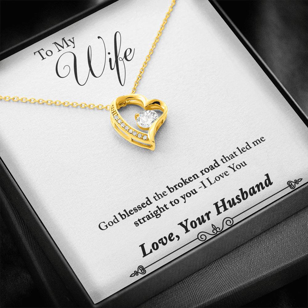 TO MY WIFE "BROKEN ROAD - SO" FOREVER LOVE NECKLACE GIFT SET - ON CLOUD NINE GIFTS
