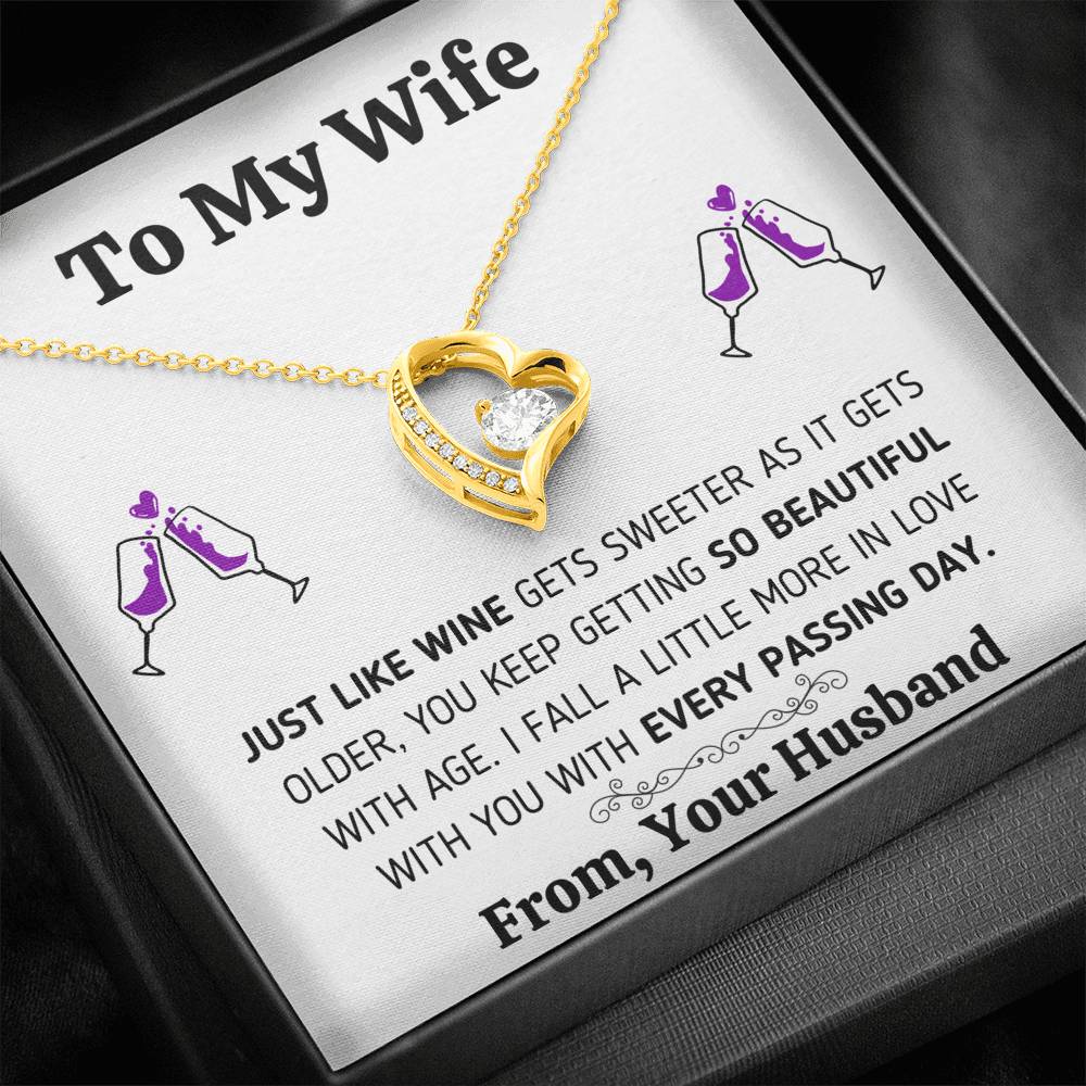 TO MY WIFE "JUST LIKE WINE" FOREVER LOVE NECKLACE GIFT SET - ON CLOUD NINE GIFTS