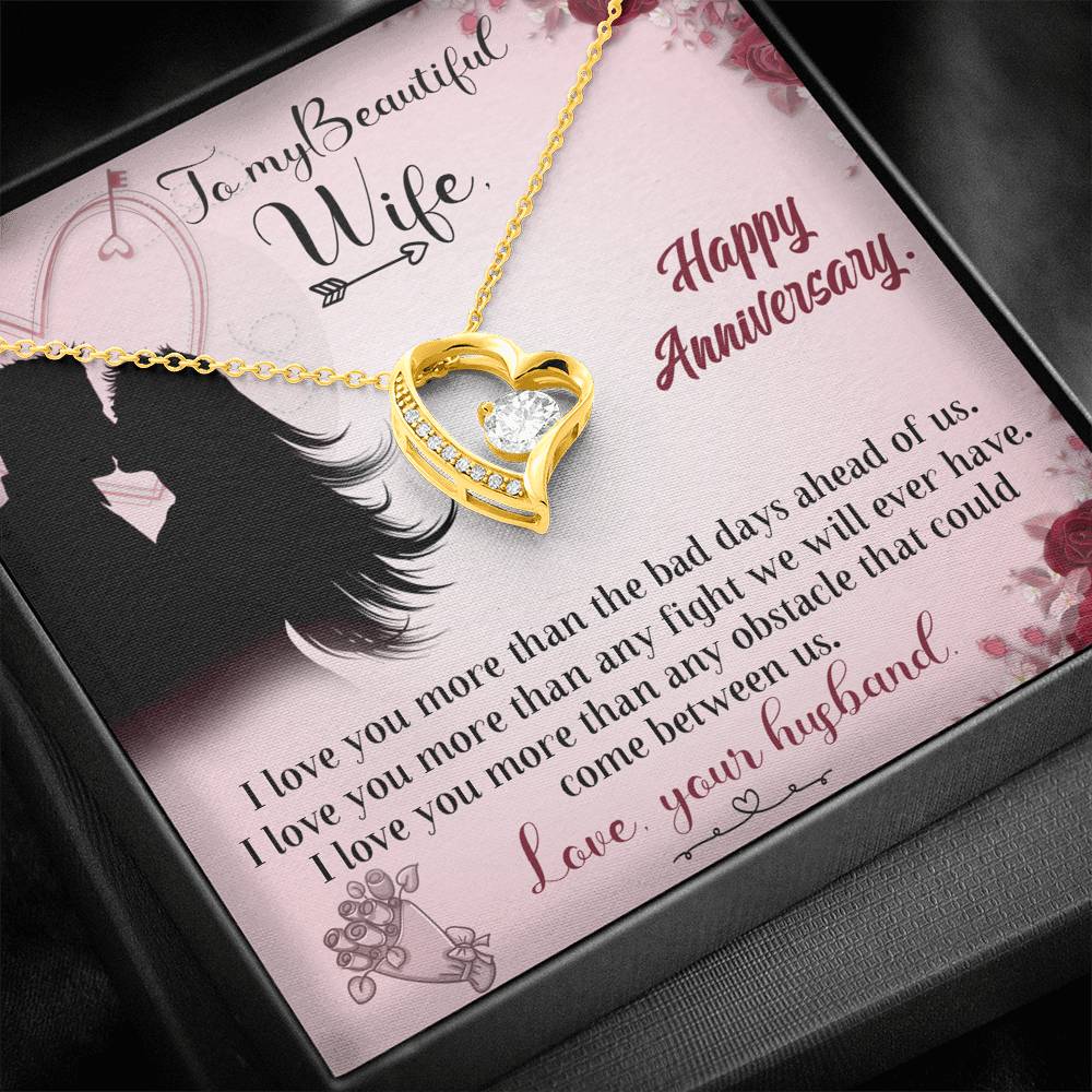 TO MY BEAUTIFUL WIFE "ANY FIGHT" FOREVER LOVE NECKLACE ANNIVERSARY GIFT SET - ON CLOUD NINE GIFTS