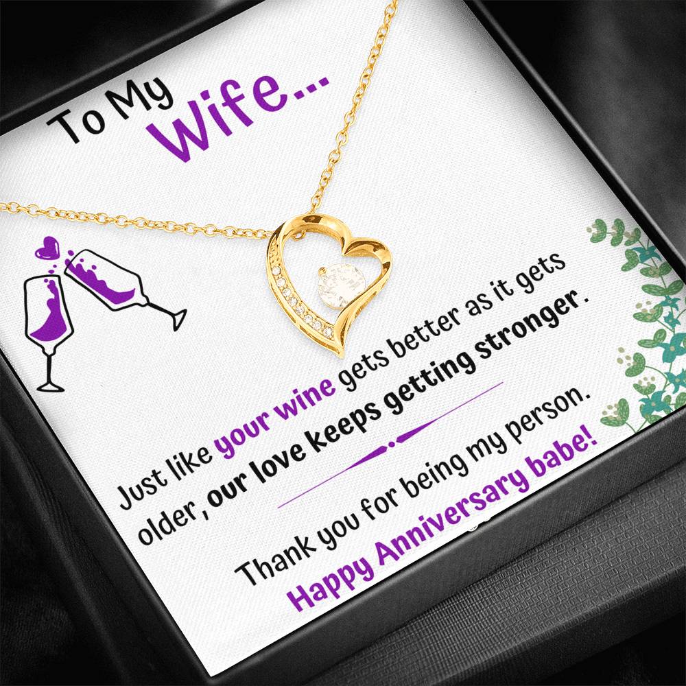 TO MY WIFE, JUST LIKE YOUR WINE HEART PENDANT NECKLACE | MESSAGE CARD | GIFT BOX - ON CLOUD NINE GIFTS