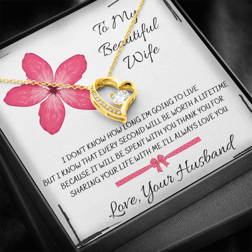 TO MY BEAUTIFUL WIFE "EVERY SECOND" FOREVER LOVE NECKLACE GIFT SET - ON CLOUD NINE GIFTS