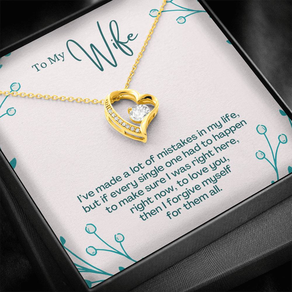 TO MY WIFE "MISTAKES - SO" FOREVER LOVE HEART NECKLACE GIFT SET - ON CLOUD NINE GIFTS