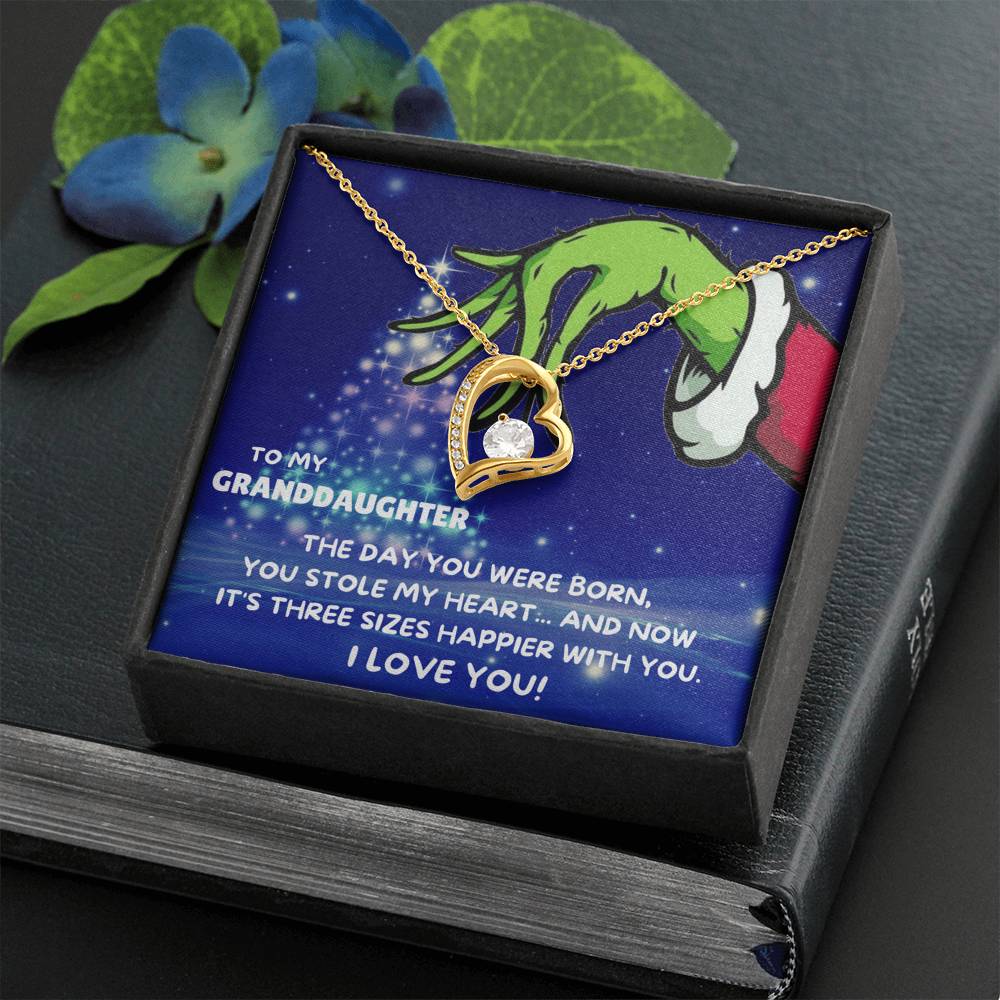 TO MY GRANDDAUGHTER THREE SIZES HAPPIER FOREVER LOVE NECKLACE GIFT SET - ON CLOUD NINE GIFTS