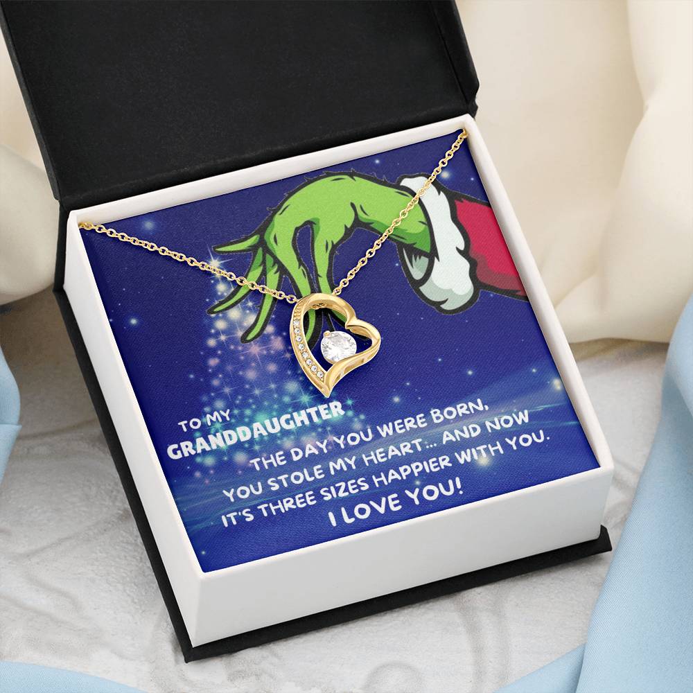 TO MY GRANDDAUGHTER THREE SIZES HAPPIER FOREVER LOVE NECKLACE GIFT SET - ON CLOUD NINE GIFTS