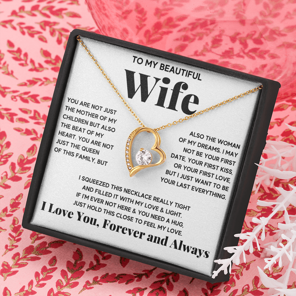 TO MY BEAUTIFUL WIFE BEAT OF MY HEART FOREVER LOVE NECKLACE - ON CLOUD NINE GIFTS