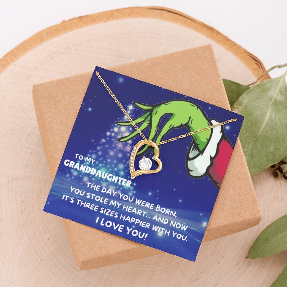 TO MY GRANDDAUGHTER THREE SIZES HAPPIER FOREVER LOVE NECKLACE GIFT SET - ON CLOUD NINE GIFTS