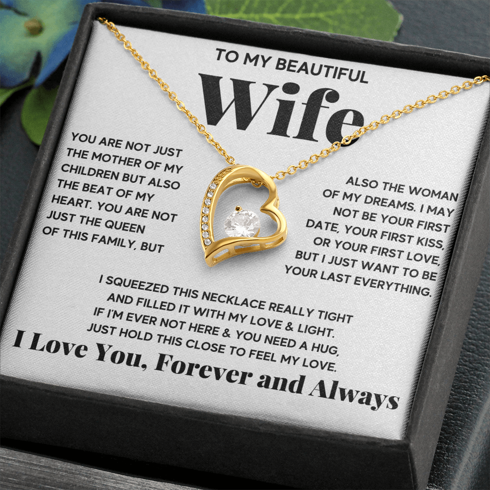 TO MY BEAUTIFUL WIFE BEAT OF MY HEART FOREVER LOVE NECKLACE - ON CLOUD NINE GIFTS