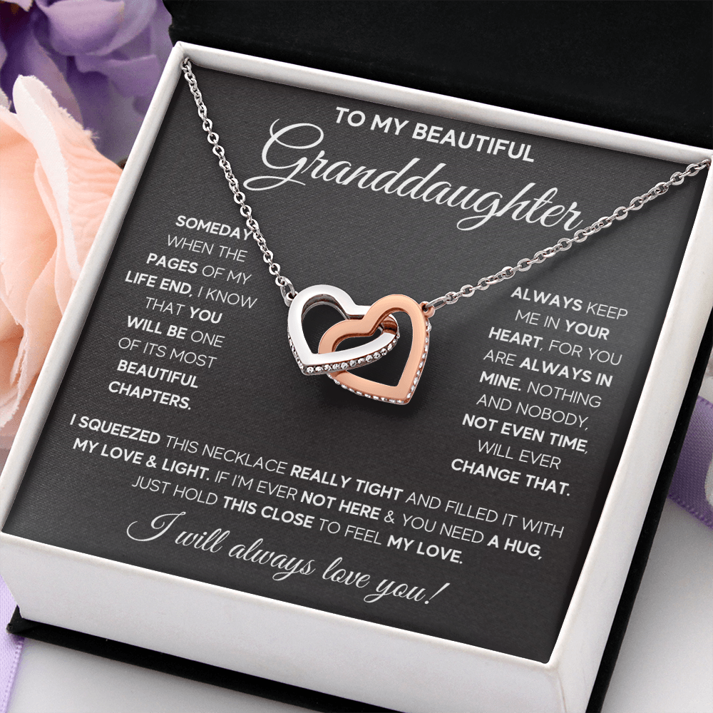 Granddaughter gifts from grandma jewelry from grandpa birthday gift for my granddaughter Interlocking Necklace with Message Card and Gift Box - ON CLOUD NINE GIFTS