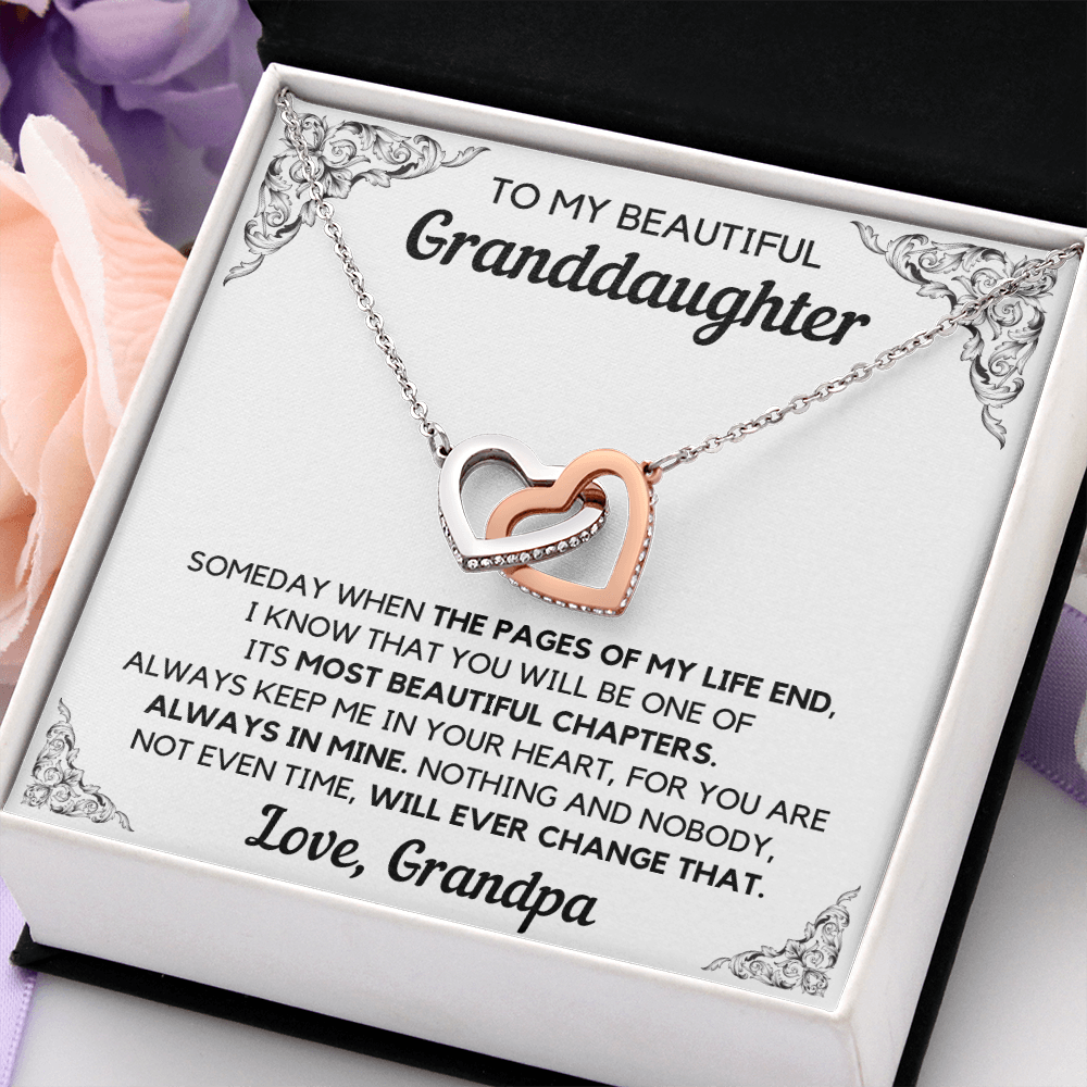 Graduation gift for granddaughter necklace from grandma and grandfather birthday gift Interlocking Necklace with Message Card and Gift Box - ON CLOUD NINE GIFTS