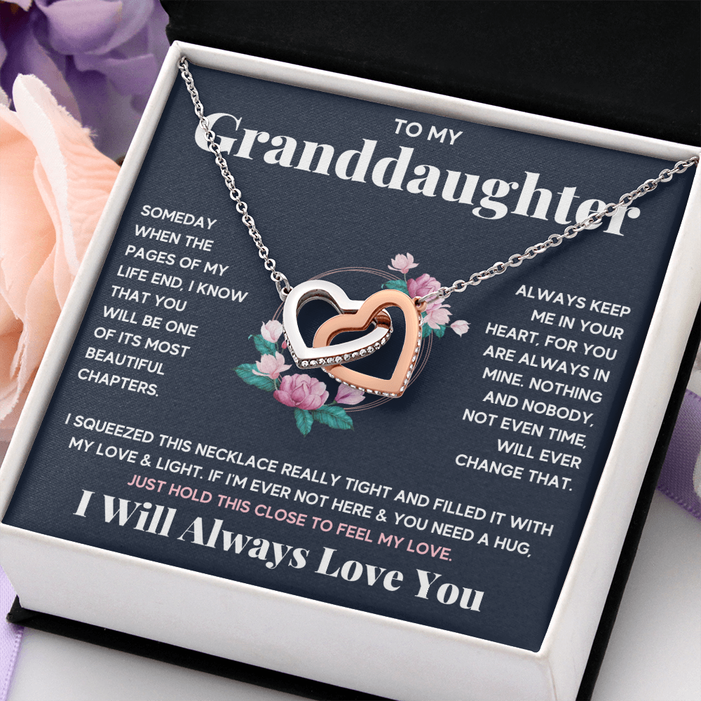 Gifts for adult granddaughter from grandmother and grandpa graduation birthday present Interlocking Necklace with Message Card and Gift Box - ON CLOUD NINE GIFTS