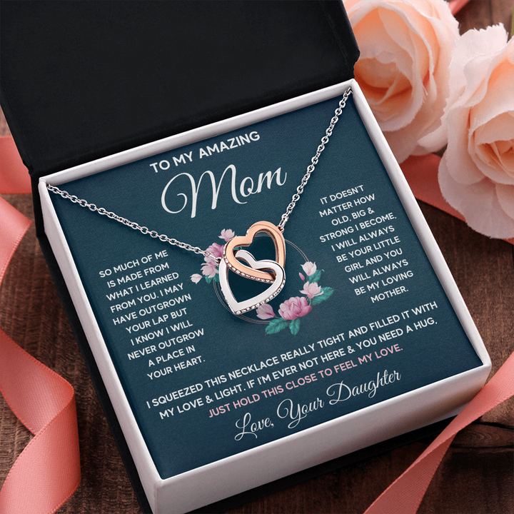 Mother day gifts from daughter mothers day gifts for my mom birthday Interlocking Necklace Jewelry Pendant with Message Card and Gift Box - ON CLOUD NINE GIFTS