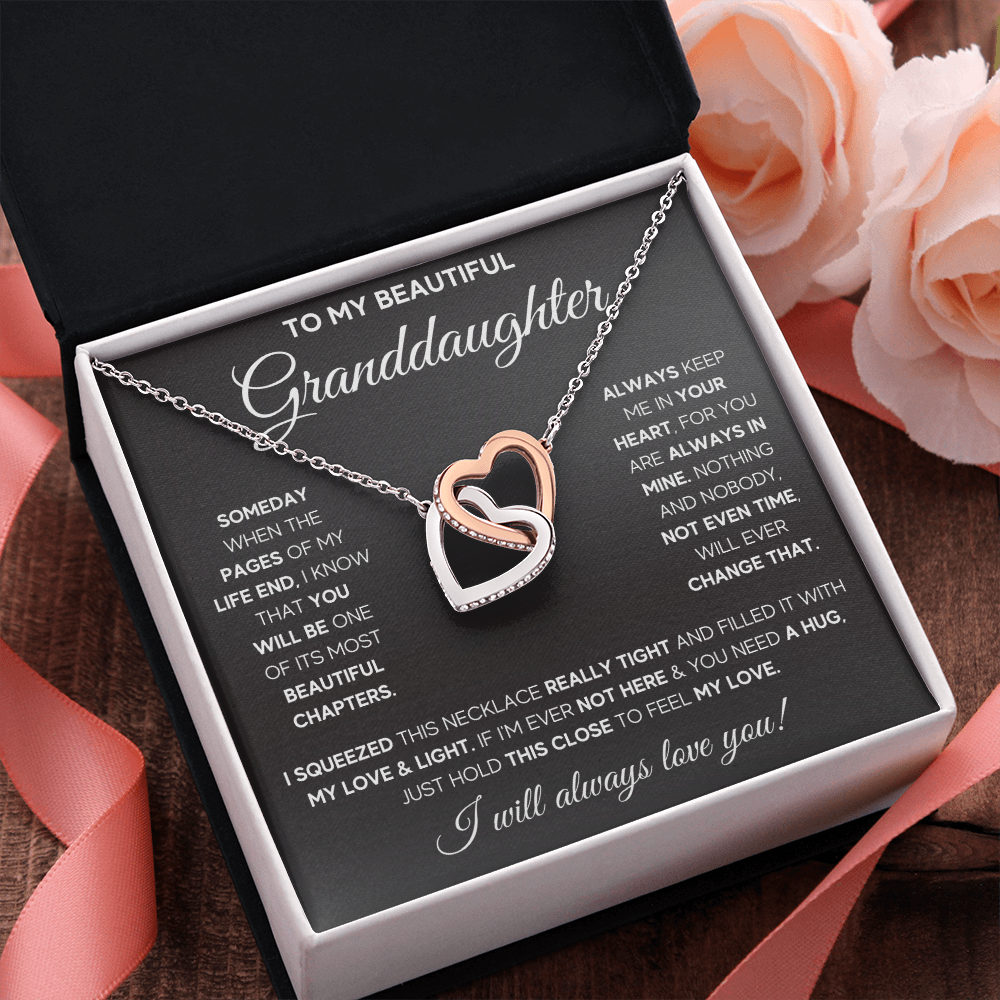 Granddaughter gifts from grandma jewelry from grandpa birthday gift for my granddaughter Interlocking Necklace with Message Card and Gift Box - ON CLOUD NINE GIFTS