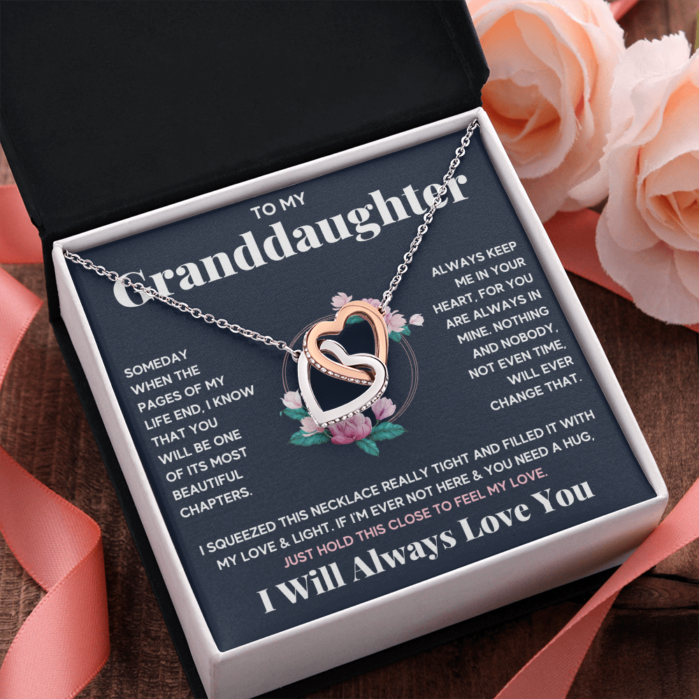 Gifts for adult granddaughter from grandmother and grandpa graduation birthday present Interlocking Necklace with Message Card and Gift Box - ON CLOUD NINE GIFTS