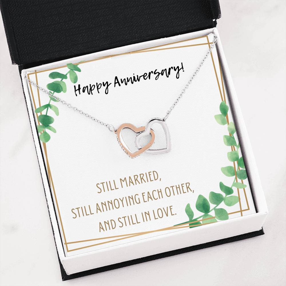 HAPPY ANNIVERSARY INTERLOCKING NECKLACE | MESSAGE CARD | GIFT BOX - ON CLOUD NINE GIFTS