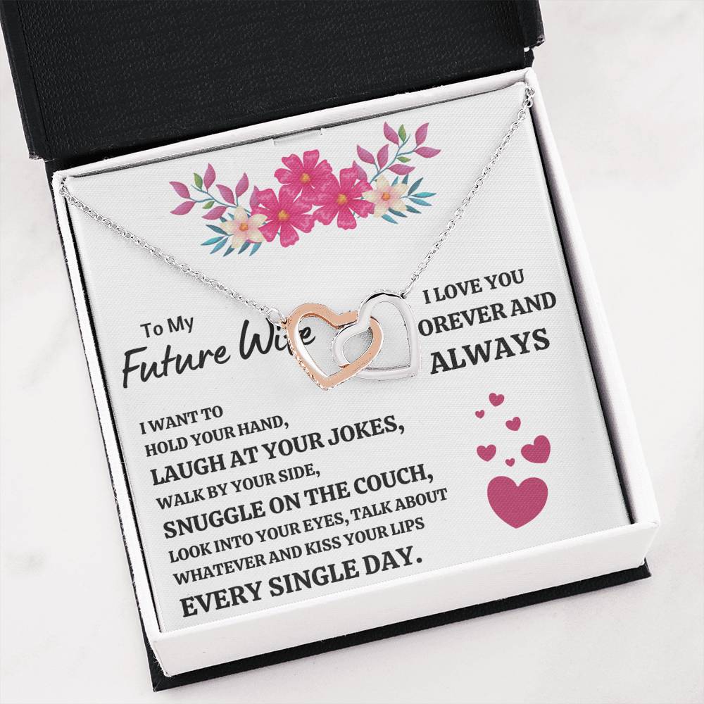TO MY FUTURE WIFE "EVERY SINGLE DAY" INTERLOCKING HEARTS NECKLACE GIFT SET - ON CLOUD NINE GIFTS