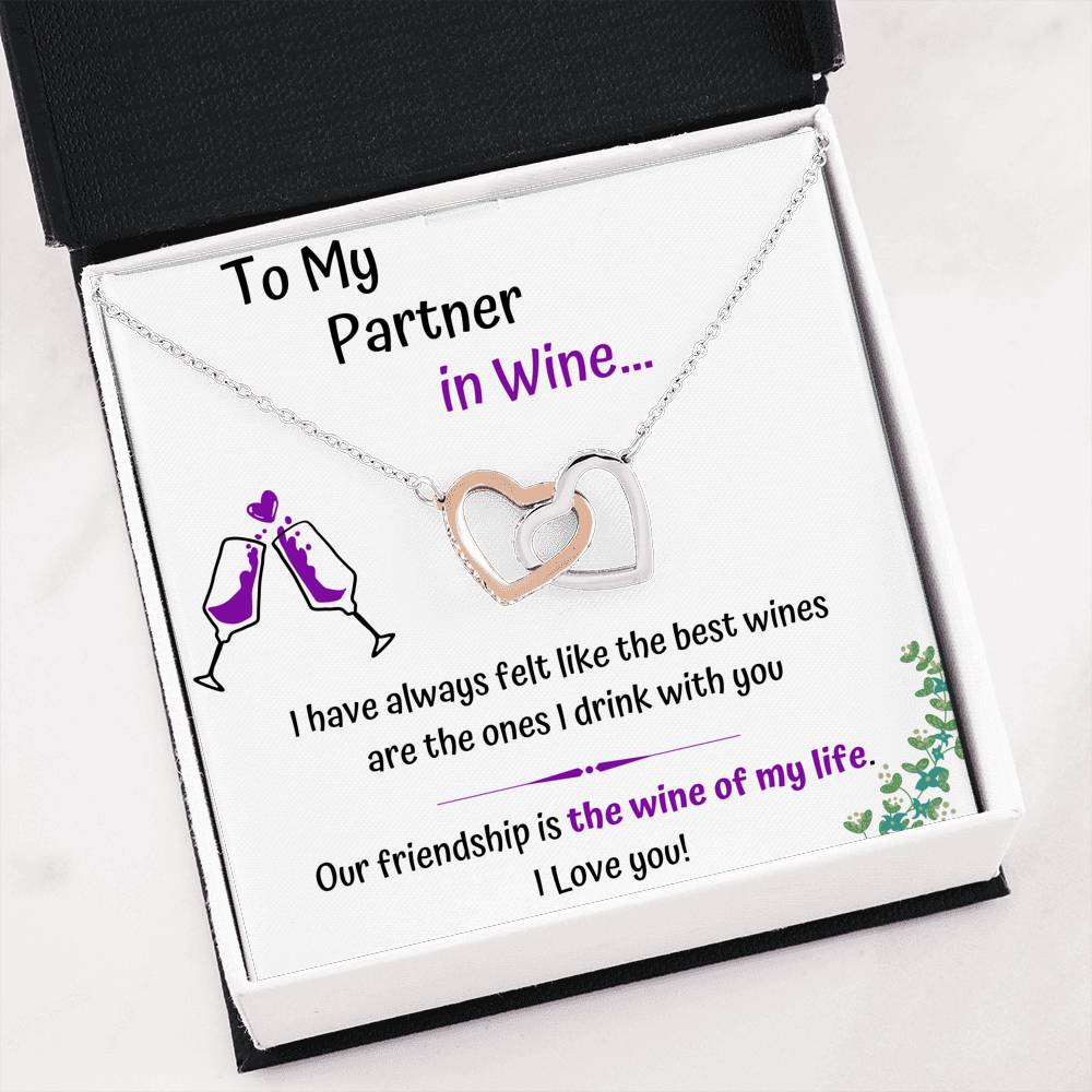 TO MY PARTNER IN WINE INTERLOCKING NECKLACE | MESSAGE CARD | GIFT BOX - ON CLOUD NINE GIFTS