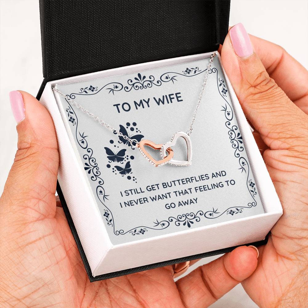 To My Wife "Butterflies" Interlocking Hearts Necklace Gift Set - ON CLOUD NINE GIFTS