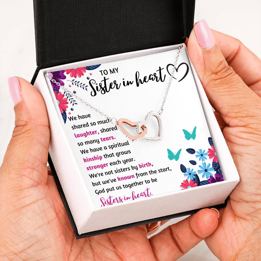 TO MY SISTER IN HEART INTERLOCKING NECKLACE | MESSAGE CARD | GIFT BOX - ON CLOUD NINE GIFTS