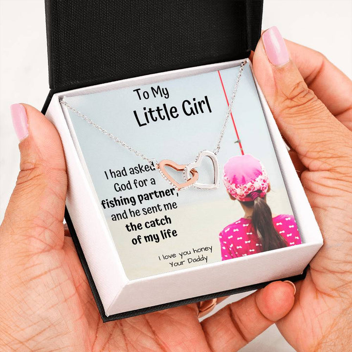 TO MY LITTLE GIRL FISHING PARTNER INTERLOCKING NECKLACE - ON CLOUD NINE GIFTS