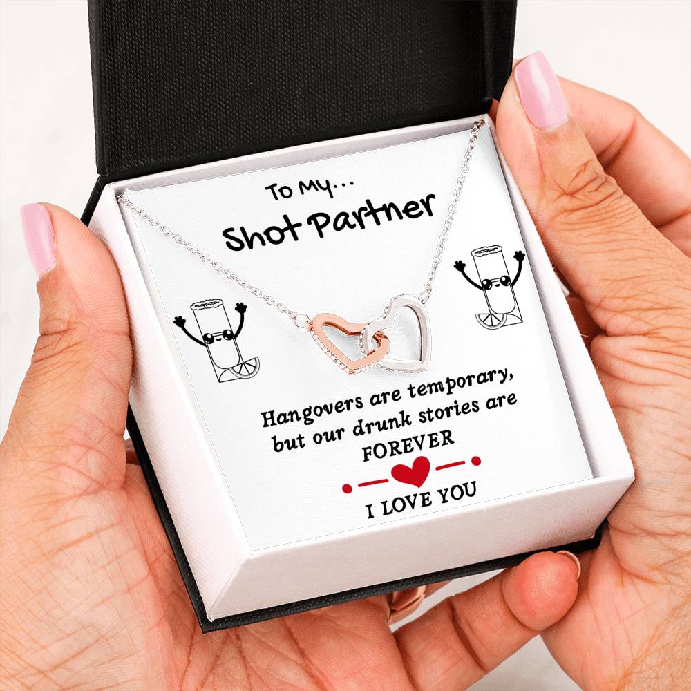 TO MY SHOT PARTNER INTERLOCKING NECKLACE | MESSAGE CARD | GIFT BOX - ON CLOUD NINE GIFTS