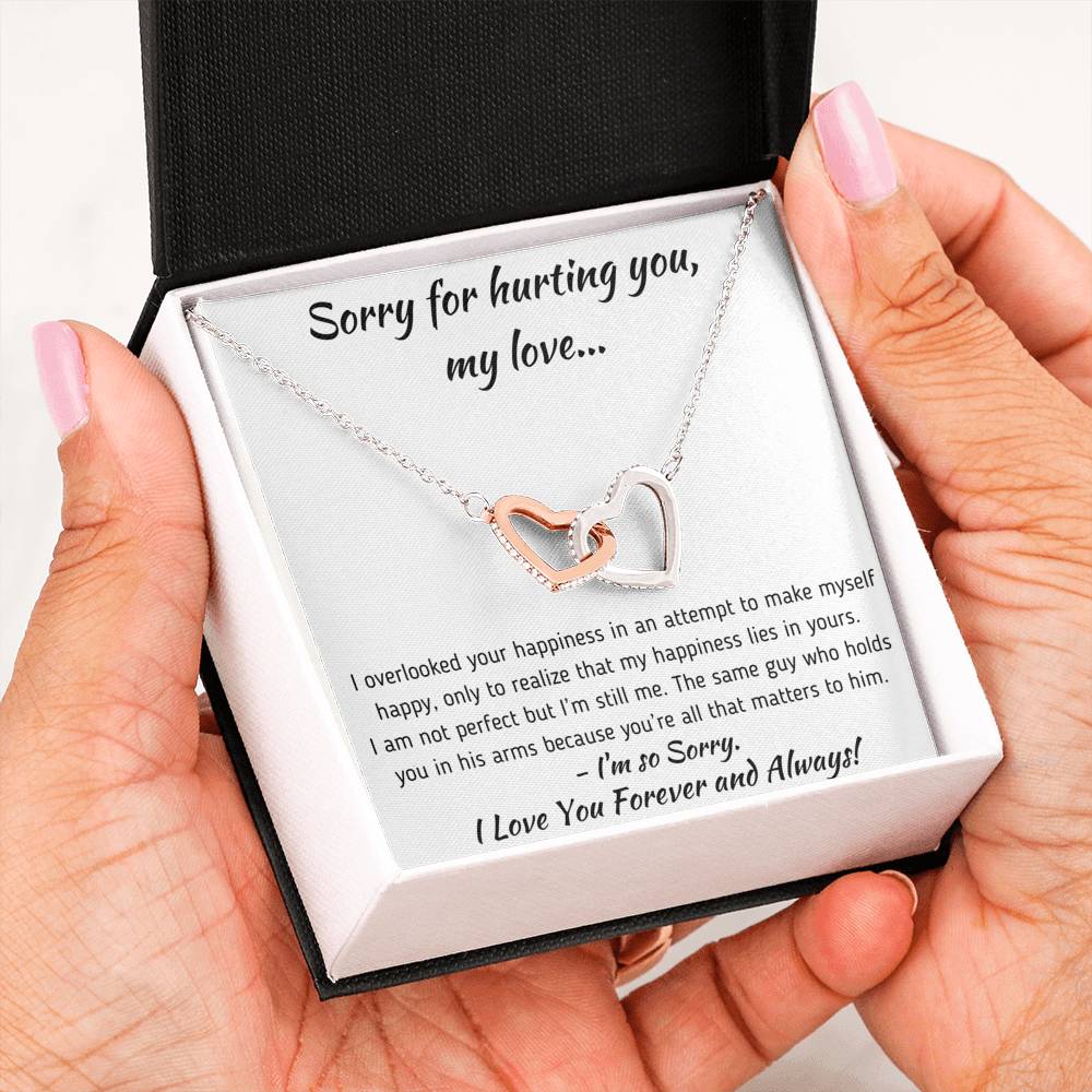 TO MY LOVE "HAPPINESS" APOLOGY GIFT SET INTERLOCKING HEARTS NECKLACE GIFT SET - ON CLOUD NINE GIFTS